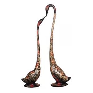Handcrafted Multicolor Brass Swan/ Saras Showpiece