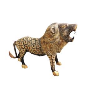 Handcrafted Multicolored Brass Lion Showpiece