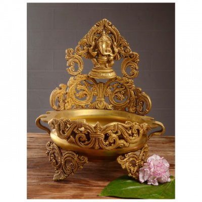 Ganesha Design Flower Holding Urli