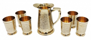 Brass Water Jug with 6 Glass