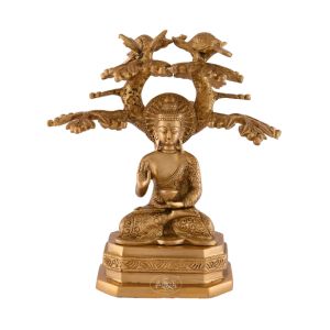 Brass Buddha Under The Bodhi Tree Statue