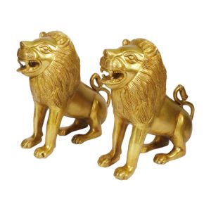 Brass Pair of Lions Idol