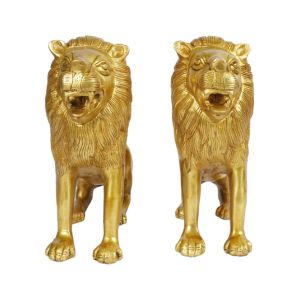 Brass Pair of Lions Idol  Height : 13.5 Inches