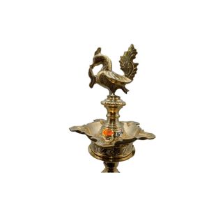 Brass Large Peacock Lamp, Height 48.5″