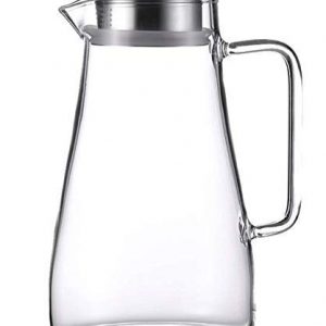 Glass high Temperature Resistant Water Bottle jug Dispenser/Decanter/Kettle with Steel lid, 1800ml