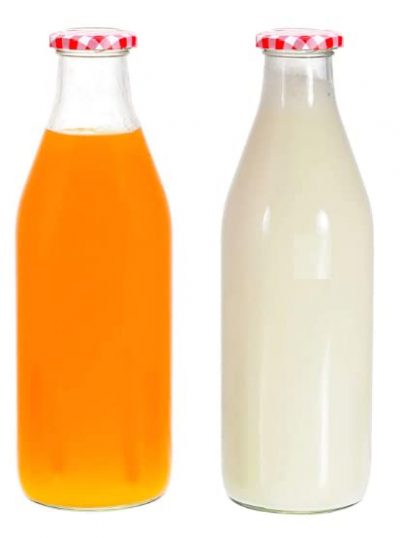 Milk Bottle With Leakproof Metal Lid in Checked Pattern 1 L (random color)