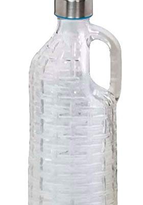 Textured Glass Beverage Bottle with Handle (1000mL, Clear)