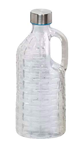 Textured Glass Beverage Bottle with Handle (1000mL, Clear)