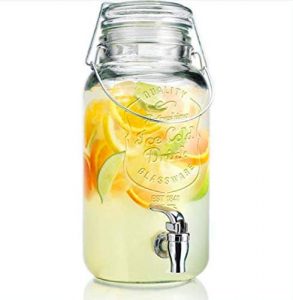 Glass Air Tight Beverage Dispenser with Lock, 3.8 L (Clear)