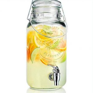 Glass Air Tight Beverage Dispenser with Lock, 3.8 L (Clear)