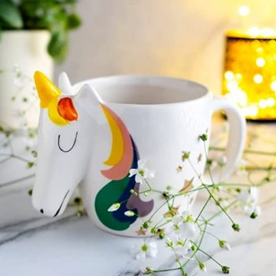 3D Magical Unicorn Golden Stars Print Coffee Tea Ceramic Mug Cup, 1 Piece
