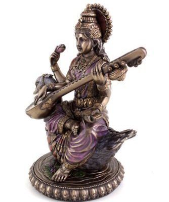 Resin Bonded Bronze Saraswati Idol Height 8 Inches