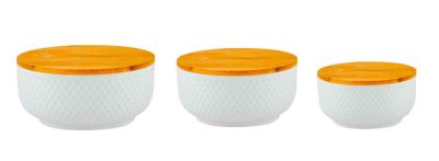 Golf pattern Ceramic Storage/Serving Bowl Set With Bamboo lid, set of 3 piece,