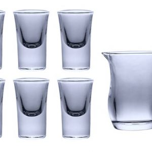 Transparent Glass Shot Glass and Serving jar for Whisky Brandy Vodka and Tequila Shot, Set of 7