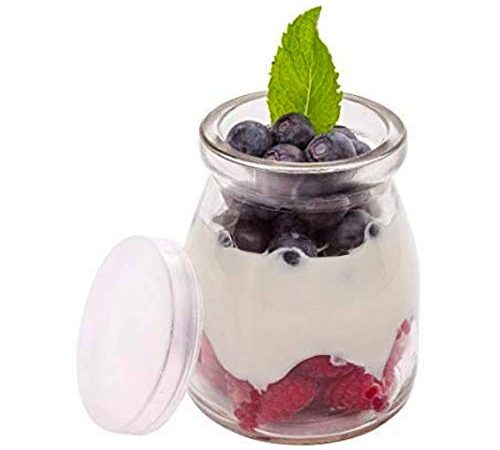 Glass Yogurt, Milk, Pudding, Parfait Jars with Lids Jar (Set of 6, 100ml)