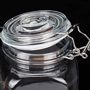 Square Clamp lid Food Storage Glass Mason airtight jar Canister, Clear, 1 Piece, (1200 ml)
