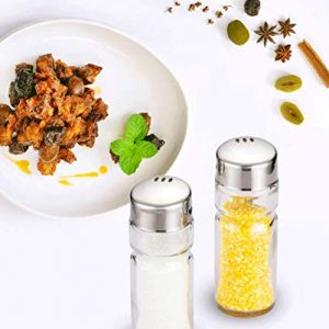 Pepper Cruet Condiment Jar Bottle Set with metal stand with tissue napkin holder