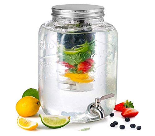 Glass Beverage Dispenser with Infuser and Stainless Spigot - 5L