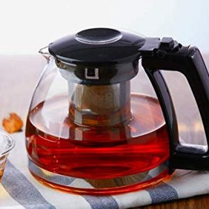 Heat-Resistant Glass Boutique Serving Kettle Filter Tea Coffee Pot Cooking Pot, 1Litre