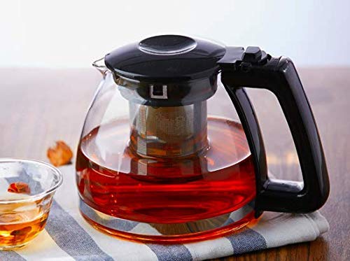 Heat-Resistant Glass Boutique Serving Kettle Filter Tea Coffee Pot Cooking Pot, 1Litre