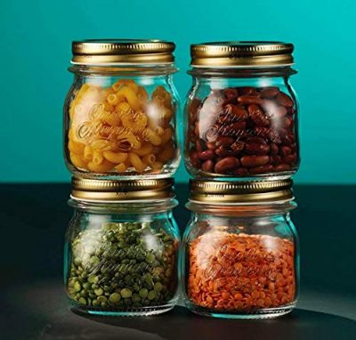 Preserve Mason Jar Canister for Honey Jam Pickle – 700 mL, Lid Color: Rose Gold