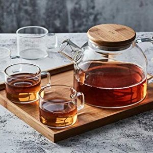 Heat-Resistant Glass Tea Set of 6-Piece (Cold Teapot, Glass Water Cup x 4, Tray)