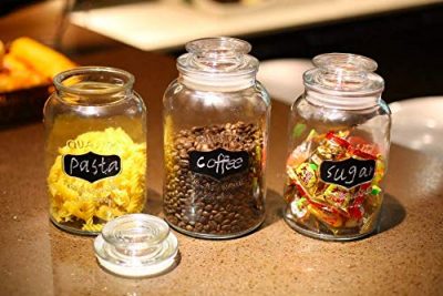 Glass Jar Canister Food Storage – 1400 ml, 11 ml, 880 ml, 3 Pieces, Clear