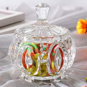 Vintage Style Crystal Glass Candy Sugar jar Serving Bowl with Tray, Clear – Set of 3 Piece