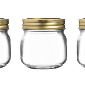 Mini Preserve Vintage Glass Jar, 300ml, Transparent Set of 3