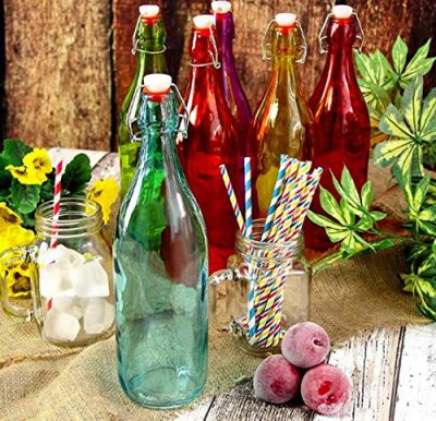Vintage Glass Bottles 1 Litre Swing Top Bottles (Color Sent Randomly)
