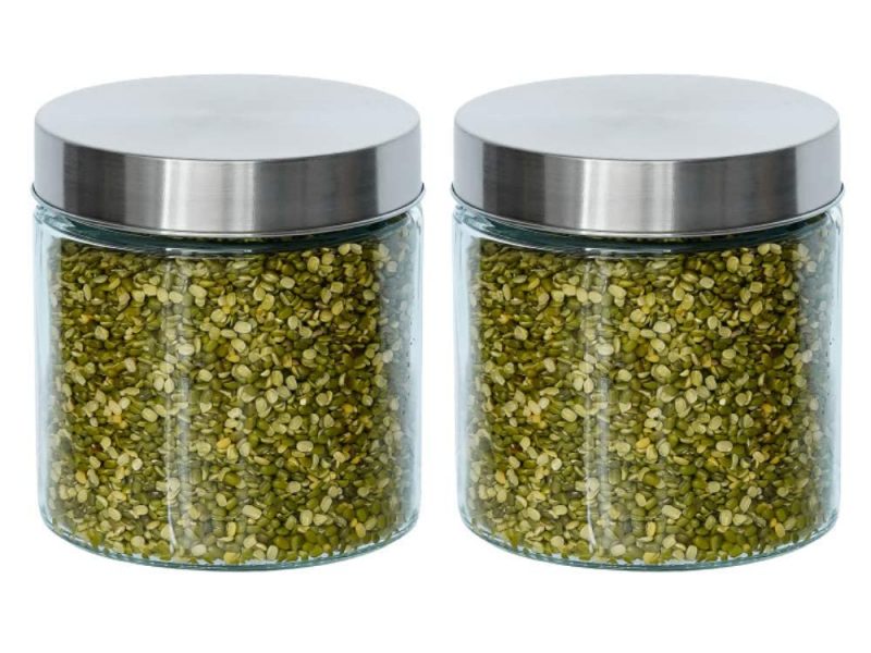 Glass Kitchen Storage Jar, 900 ml each, Set of 3 (Transparent)