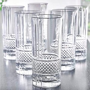 Set of 7, Crystal Diamond Cut Design Glass Jug (1800ml) Set with Tumbler Glasses(375ml Each)