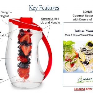 Acrylic Fruit Infusion Water Pitcher Jug with Removable Core and Lid, 2.5L(Multicolour)