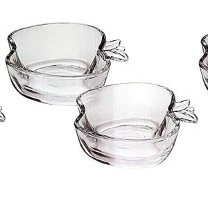 Set of 6 Pieces, Apple Shape Glass Dessert Bowl Set / Chocolate Plate for Home, Restaurant – 100 ml Each