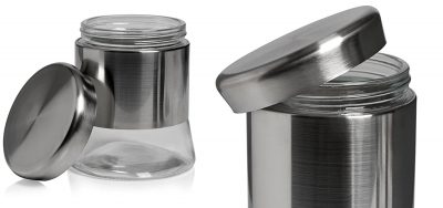 Steel Plated Glass Jar Container, Small, Multicolour