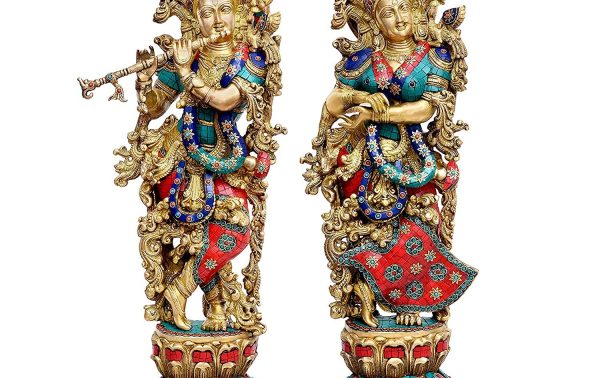 Brass Lord Radha Krishna Couple Idol
