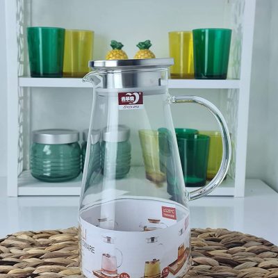Cold Kettle Glass High-Temperature Resistant Water Jug Dispenser/Decanter with Steel Lid, 100ml