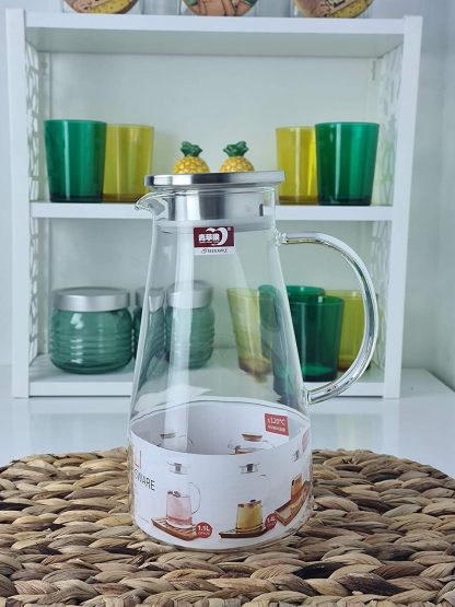 Cold Kettle Glass High-Temperature Resistant Water Jug Dispenser/Decanter with Steel Lid, 100ml