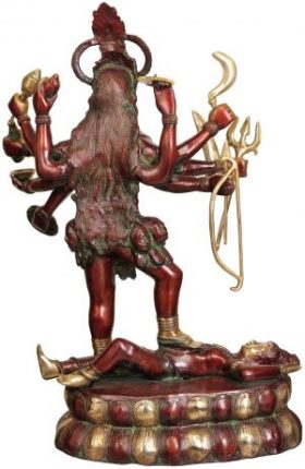 Brass Large Goddess Kali Statue, Height 32.5″