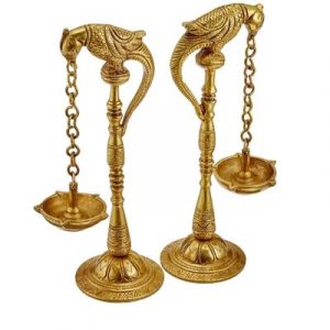 Brass Pair Parrot Hanging Lamp