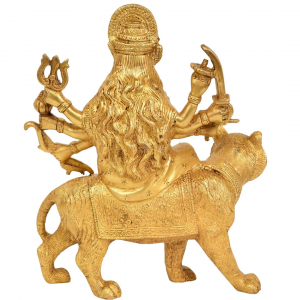 Brass Mother Goddess Durga Statue, Height 8″