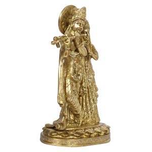Brass Radha Krishna With Peacock 12 inches Idol