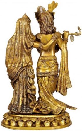 Brass Radha Krishna Statue, Height 30.5″