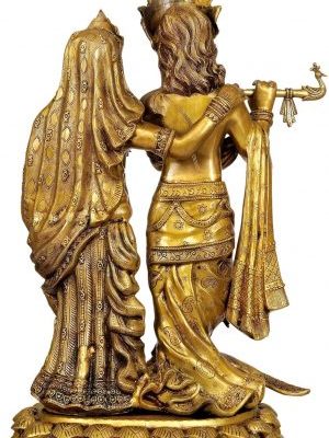 Brass Radha Krishna Statue, Height 30.5″