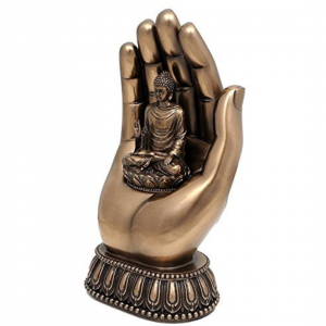 Buddha in Hand Bonded Bronze | Home Decor 7.75″