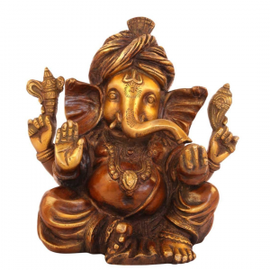 Brass Pagdi Ganesha Ganesh Murti Idol