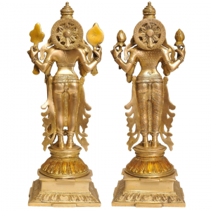 Brass Lord Vishnu and Goddess Maa Lakshmi Laxmi Statue