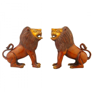 Brass Sitting Lion Pair, Height : 11″