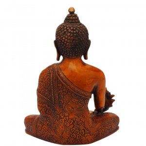 Buddha Statue Religious Idol Medicine Pose Red Color Brass Statue, Height : 10 Inches