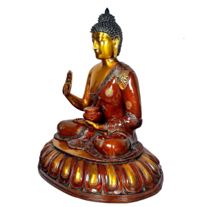 Buddha Statue – Brass Idol – Large Buddha Sitting on Lotus, Height : 29″
